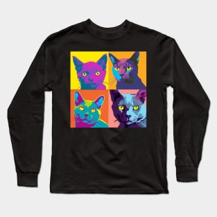 Korat Cat Pop Art - Cat Lover Gift Long Sleeve T-Shirt